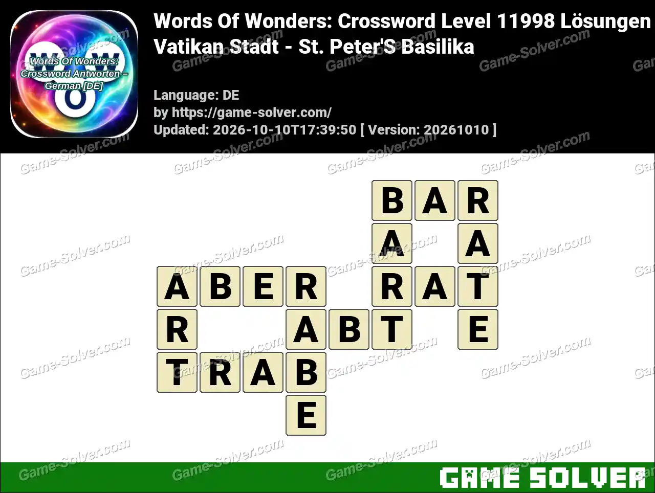 Words Of Wonders: Crossword Level 11998 Lösungen – Vatikan Stadt – St. Peter’S Basilika